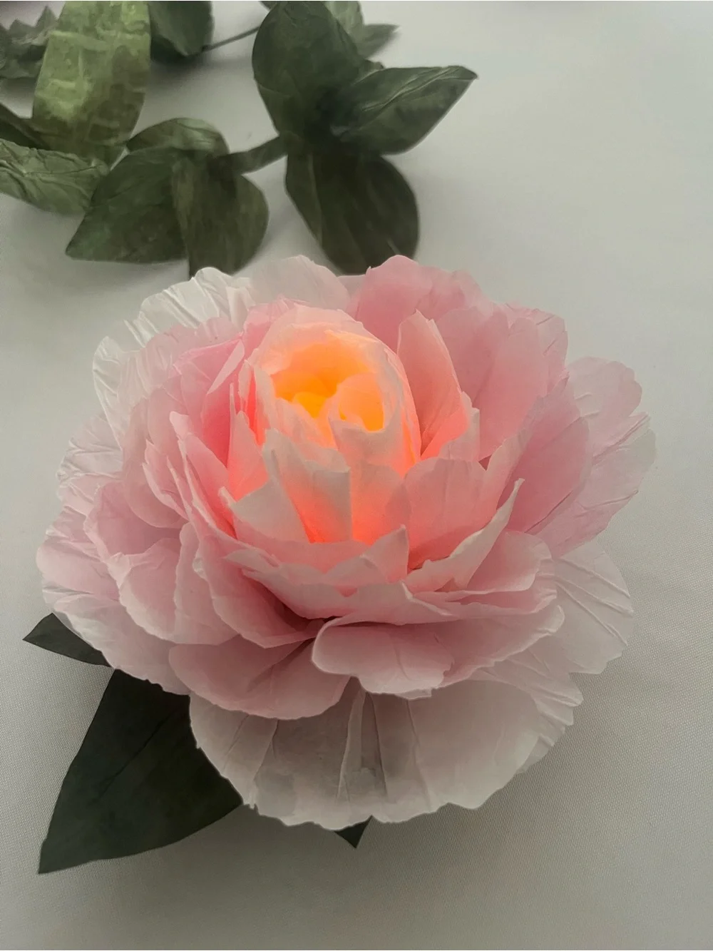 LED Votive Cover Soft Pink Faux Peony Flower table accent, all occasions, gifts